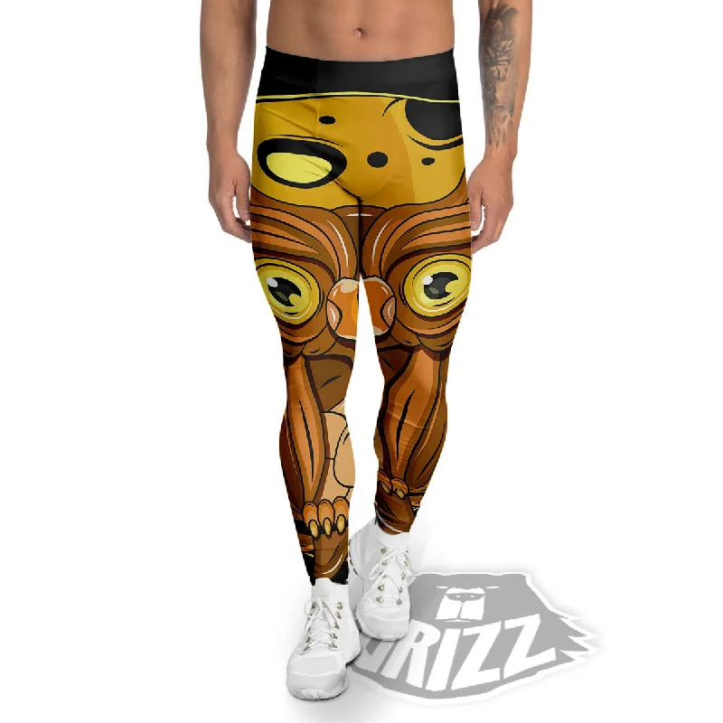 Owl At Night Print Men's Leggings