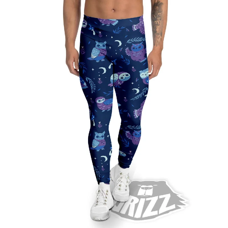 Owl Night Print Pattern Men's Leggings