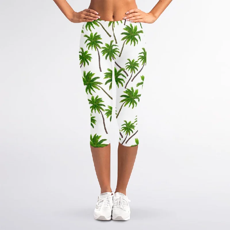 Palm Tree Pattern Print Women's Capri Leggings