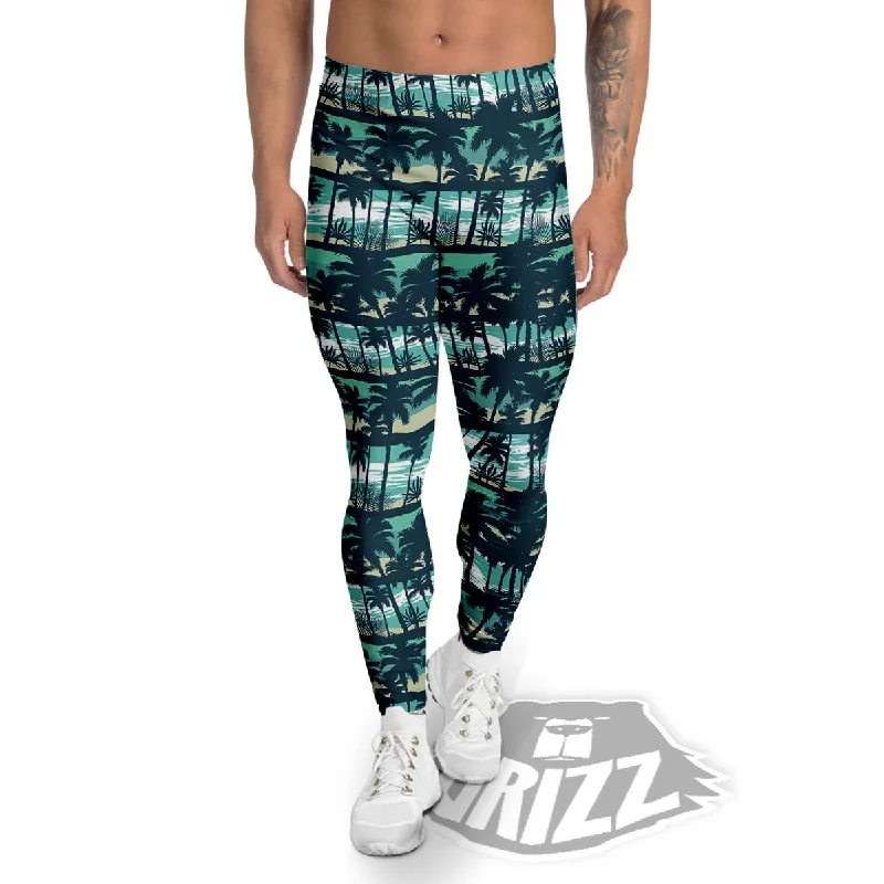 Palm Tree Print Pattern Men's Leggings