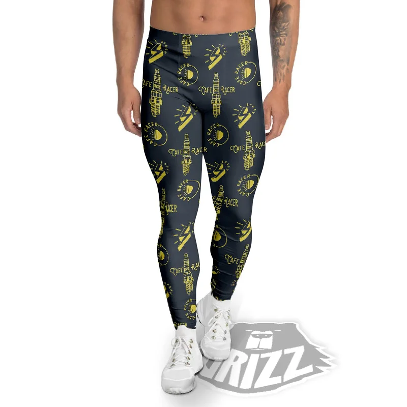 Parts Motorcycle Print Pattern Men's Leggings