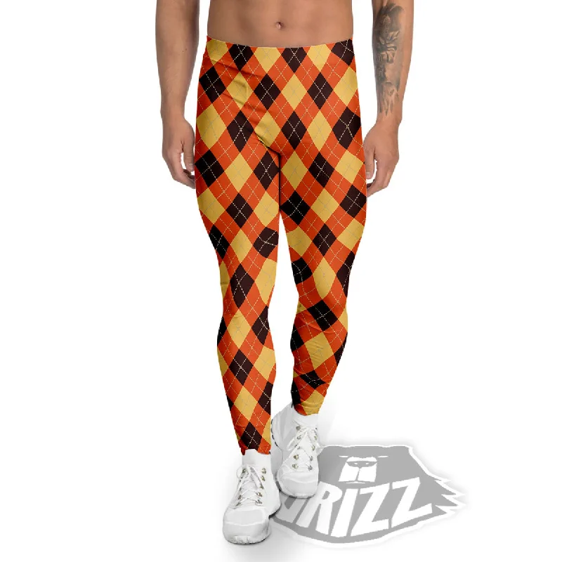 Party Argyle Halloween Print Pattern Men's Leggings