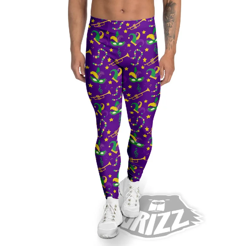 Party Mardi Gras Print Pattern Men's Leggings