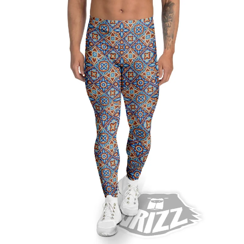 Patchwork Mosaic Print Pattern Men's Leggings