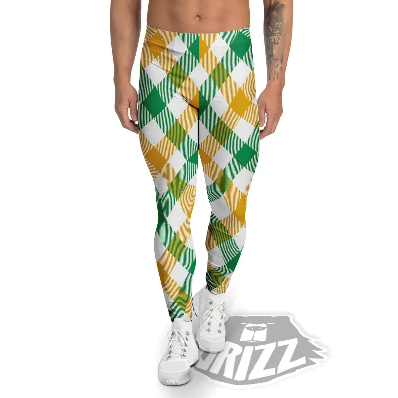 Patrick's Day Irish Plaid Print Men's Leggings