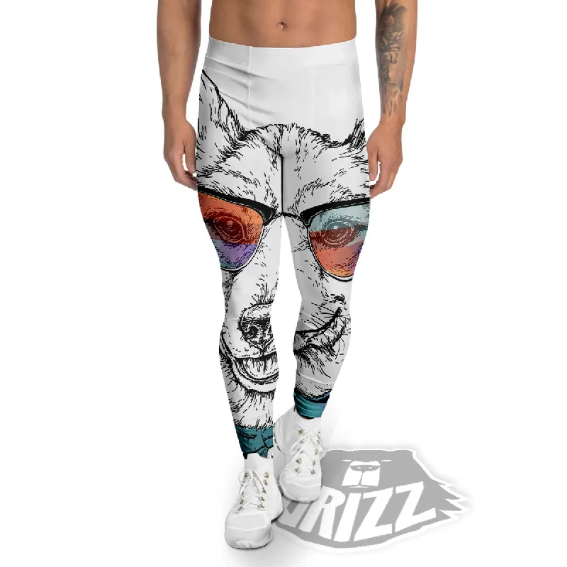 Pembroke Welsh Corgi Hipster Print Men's Leggings