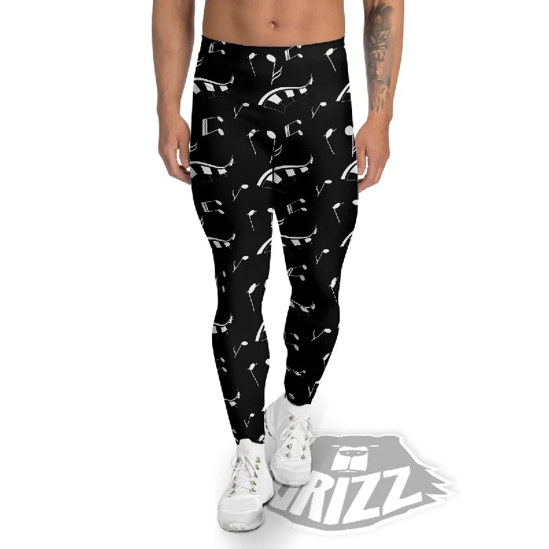 Piano Print Pattern Men's Leggings