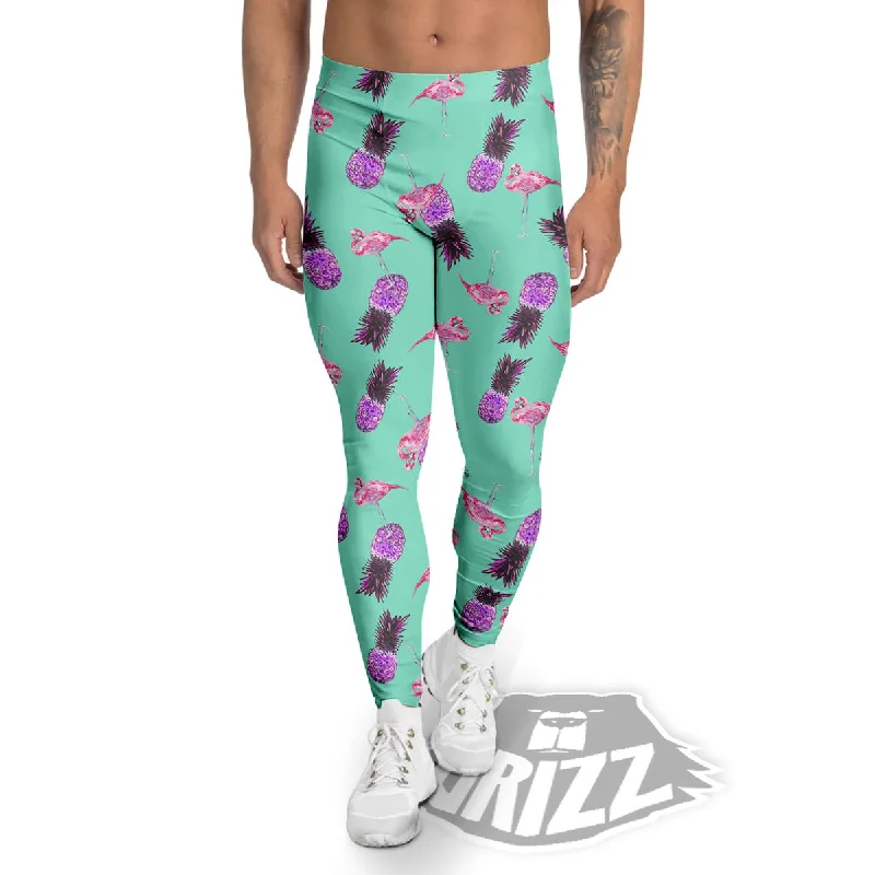 Pineapple Pastel Turquoise Print Pattern Men's Leggings