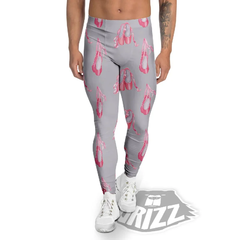 Pink Ballet Shoes Print Pattern Men's Leggings