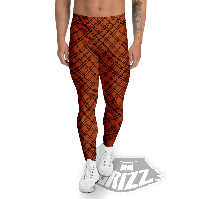 Plaid Halloween Print Pattern Men's Leggings