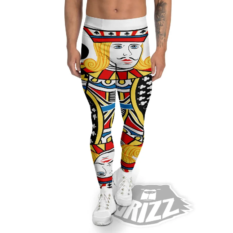 Playing Card Jack Of Clubs Print Men's Leggings