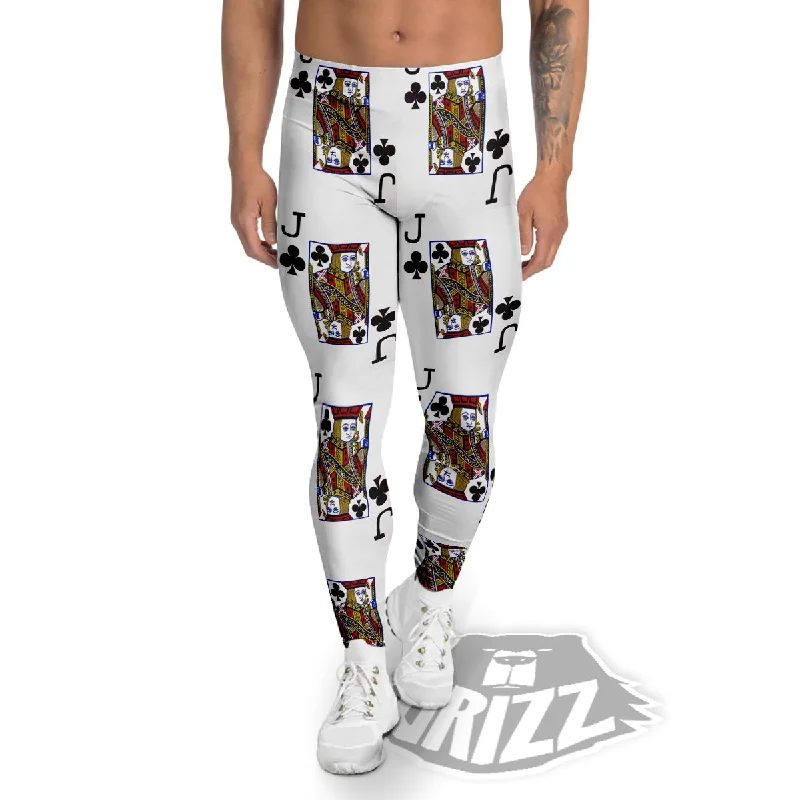 Playing Card Jack Of Clubs Print Pattern Men's Leggings