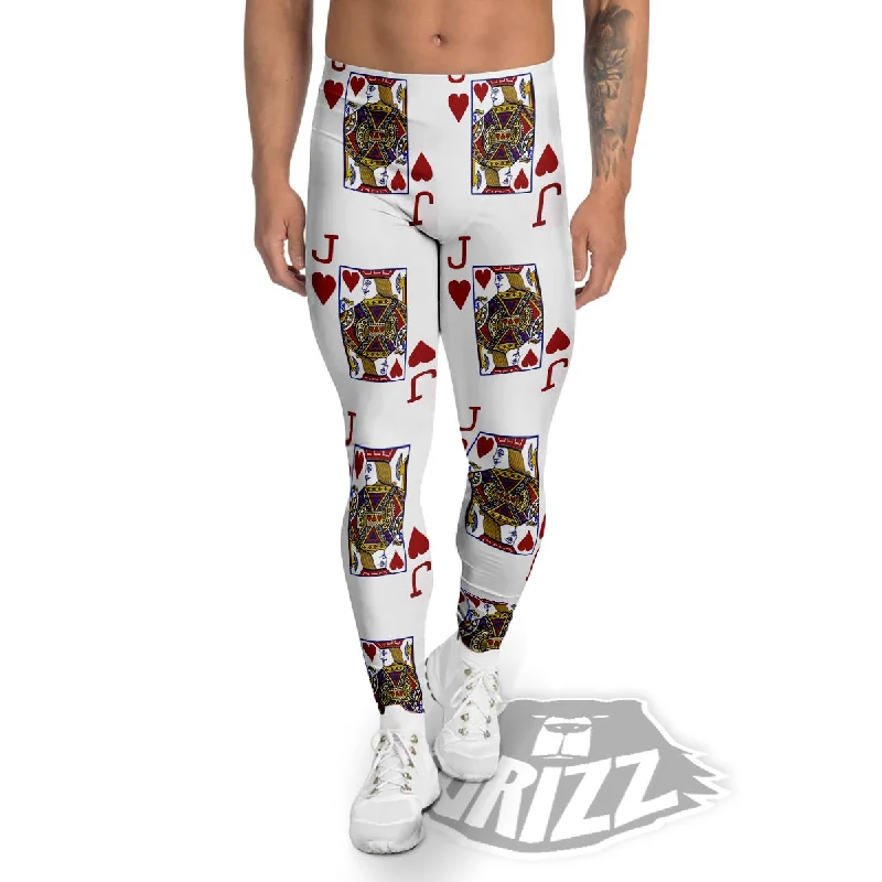 Playing Card Jack Of Hearts Print Pattern Men's Leggings