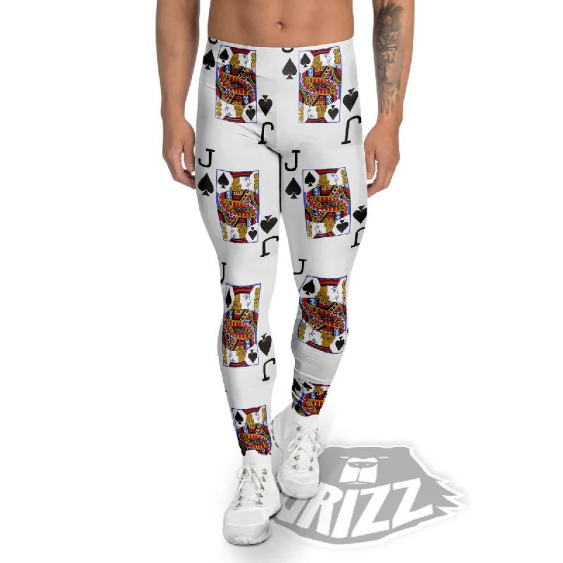 Playing Card Jack Of Spades Print Pattern Men's Leggings