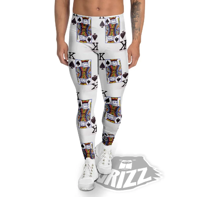 Playing Card King Of Spades Print Pattern Men's Leggings