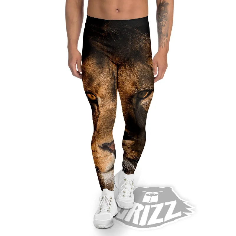 Portrait Leo Print Men's Leggings