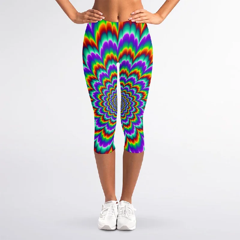 Psychedelic Expansion Optical Illusion Women's Capri Leggings