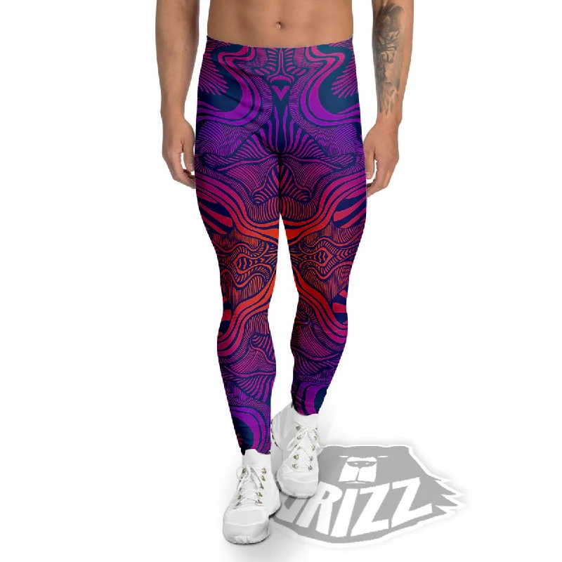 Psychedelic Trippy Ornament Print Men's Leggings