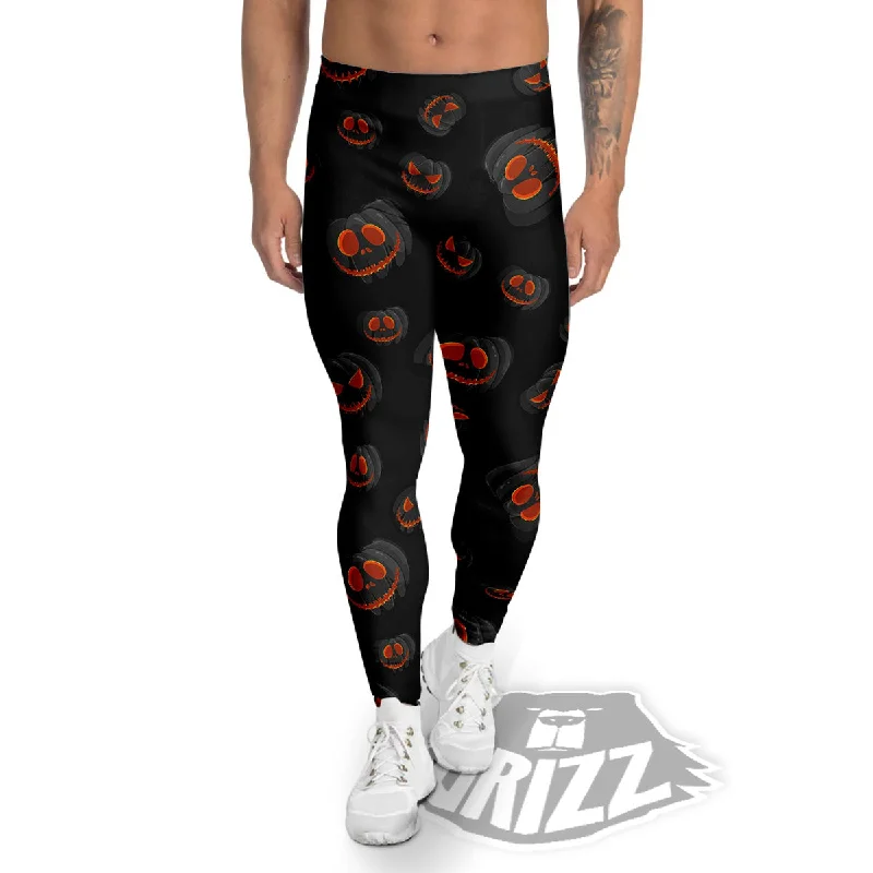 Pumpkin Jack O' Lantern Halloween Print Men's Leggings