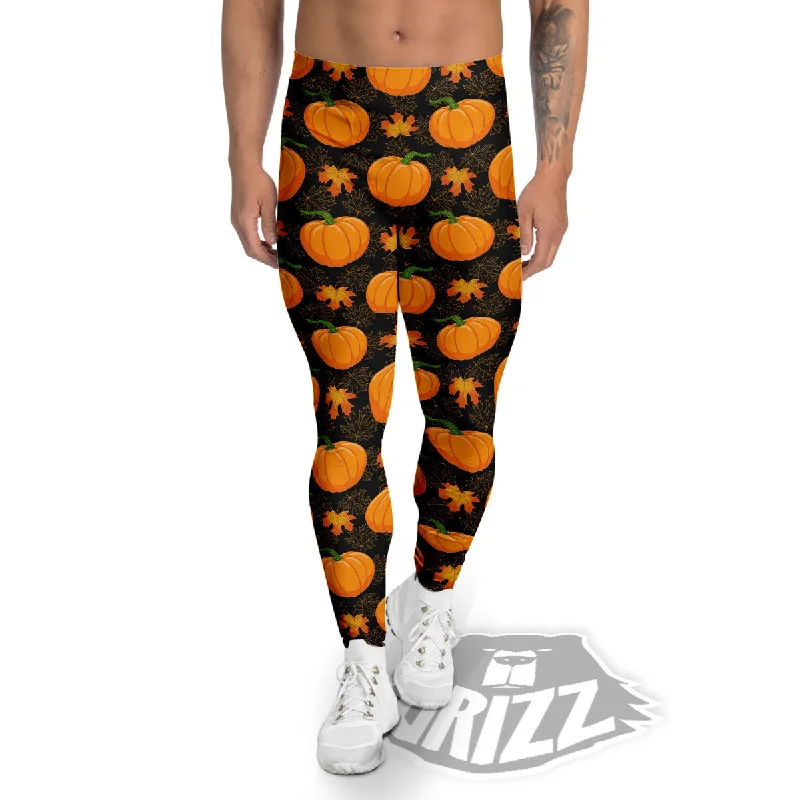 Pumpkin Orange Print Pattern Men's Leggings