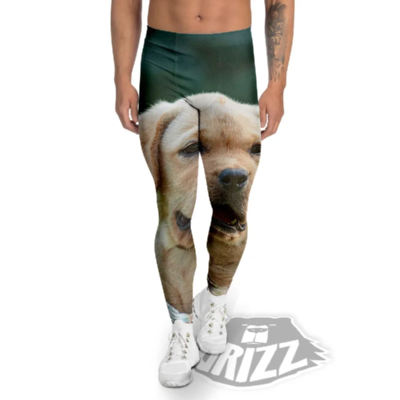 Puppy And Labrador Retriever Print Men's Leggings