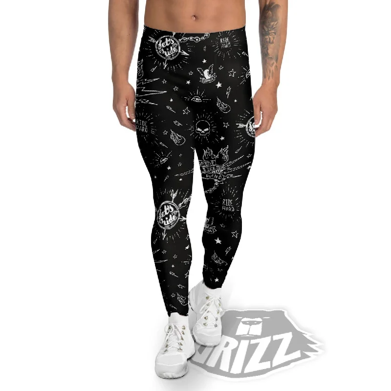 Quote Motorcycle Print Pattern Men's Leggings