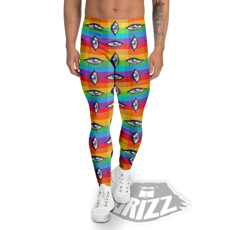 Rainbow Eyes LGBT Pride Print Pattern Men's Leggings