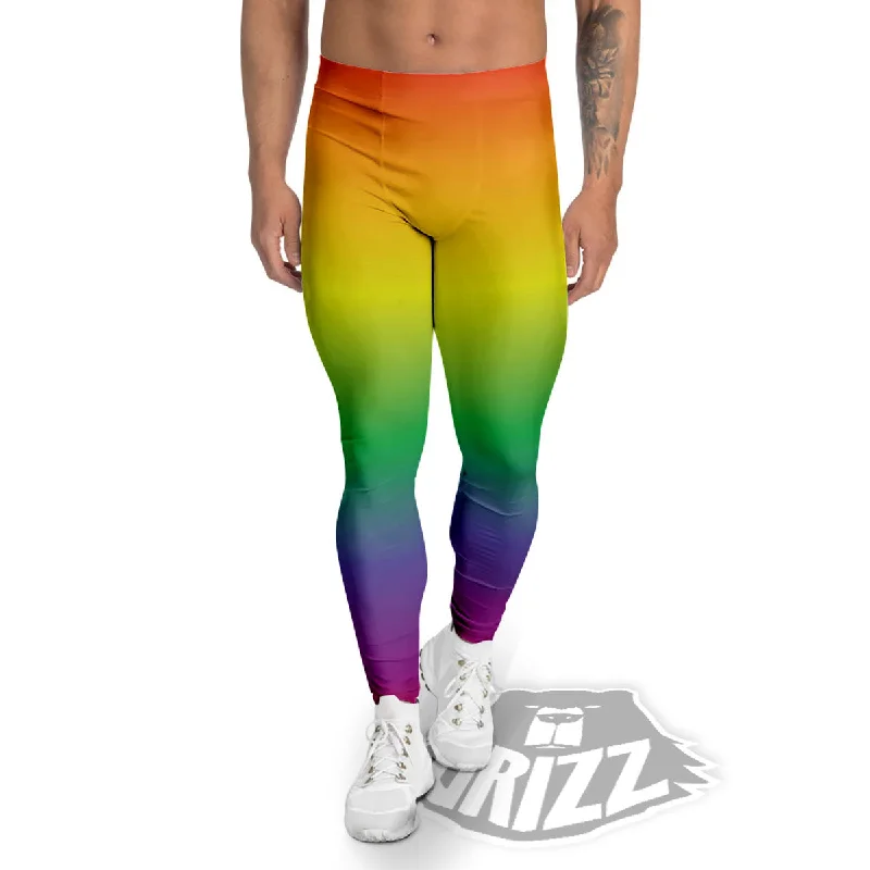 Rainbow Gradient LGBT Pride Print Men's Leggings