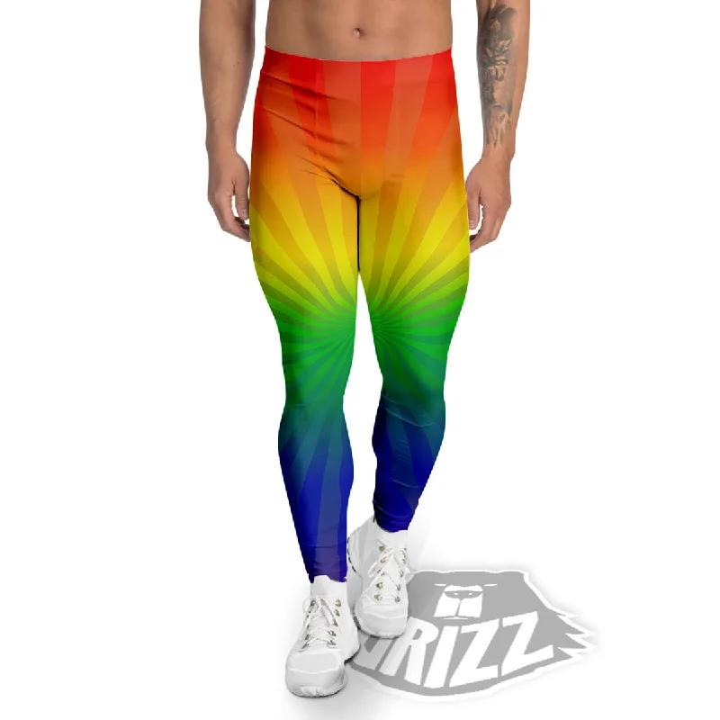 Rainbow Rays LGBT Pride Print Men's Leggings