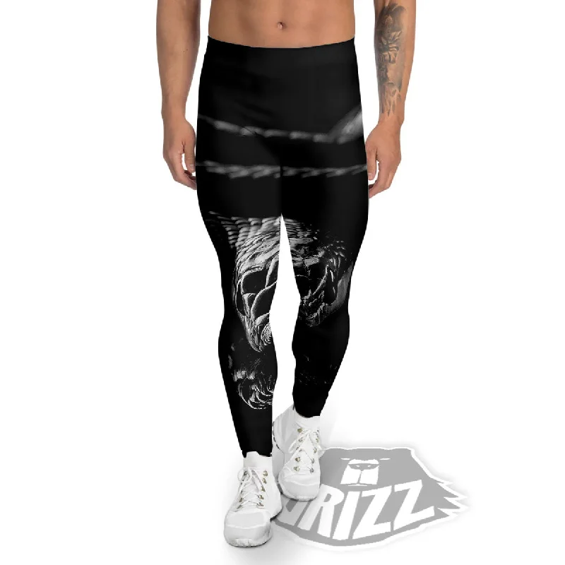 Ratsnake Rhinoceros Monochrome Print Men's Leggings