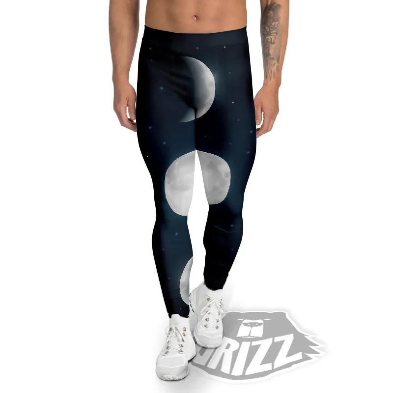 Sky Moon Night Phase Print Men's Leggings