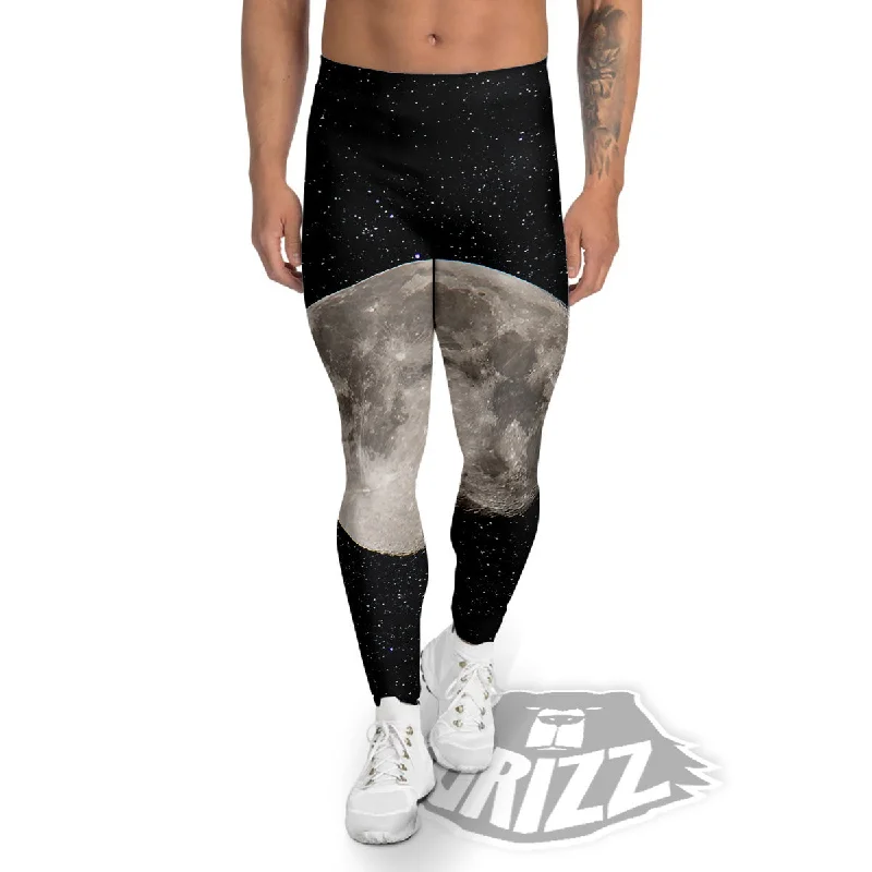 Sky Night Full Moon Print Men's Leggings