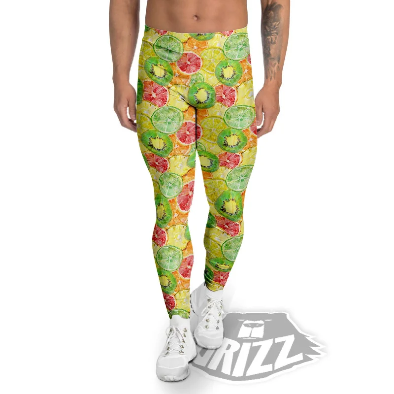 Slices Fruit Orange Print Pattern Men's Leggings