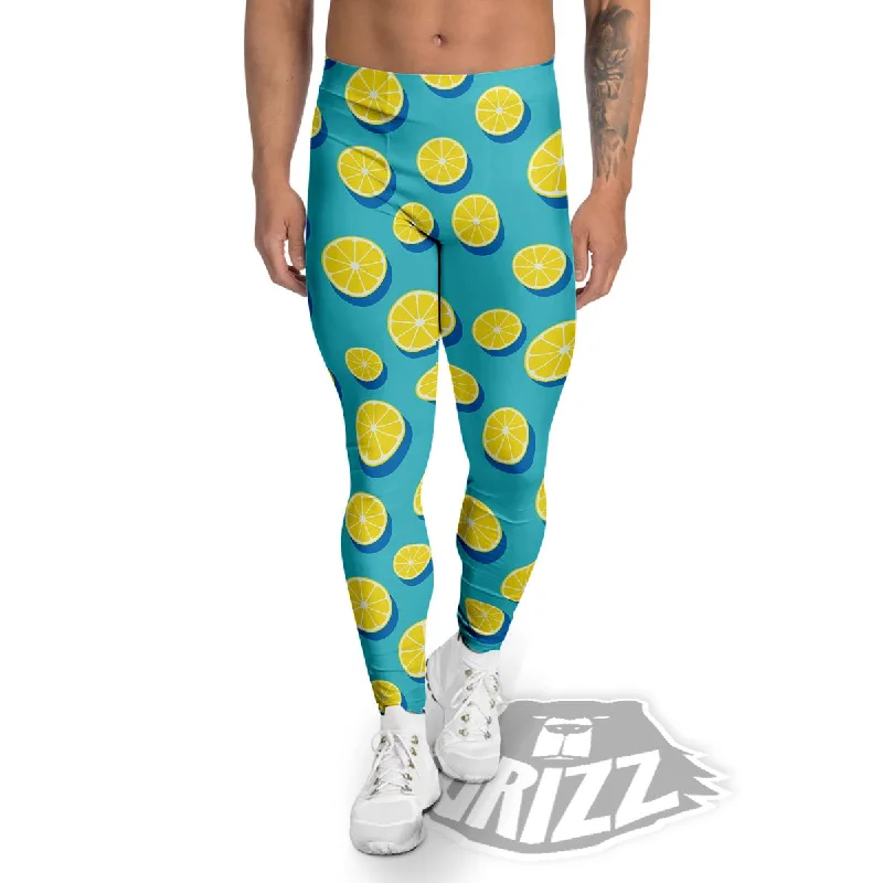 Slices Lemon Print Pattern Men's Leggings