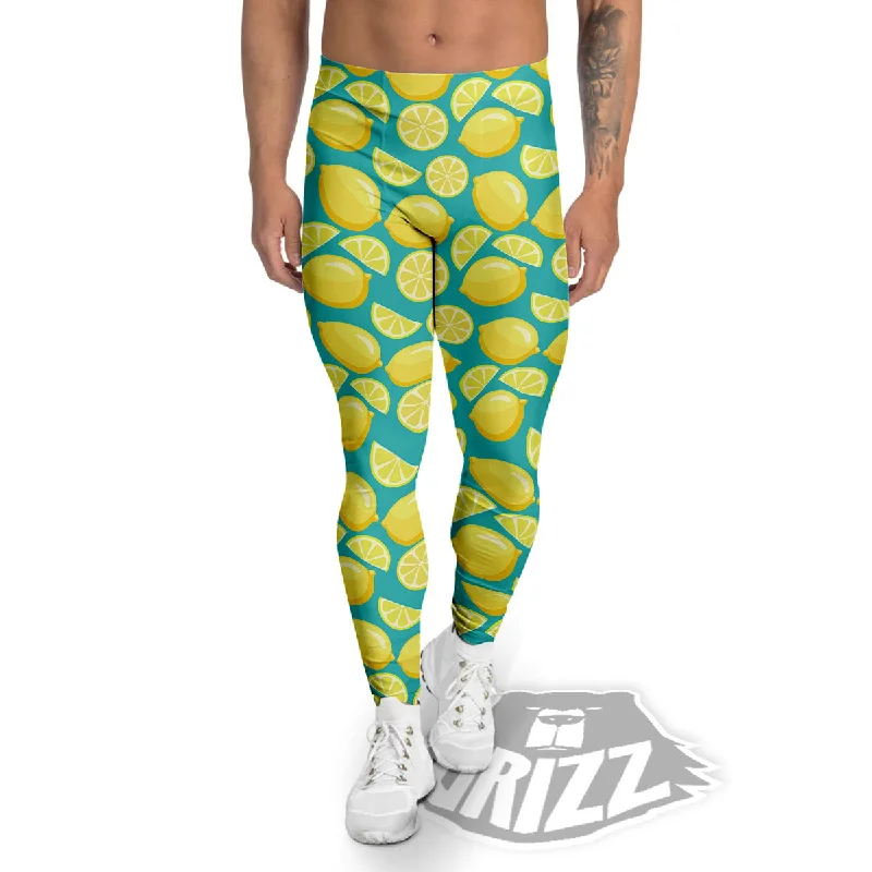 Slices Lime Print Pattern Men's Leggings