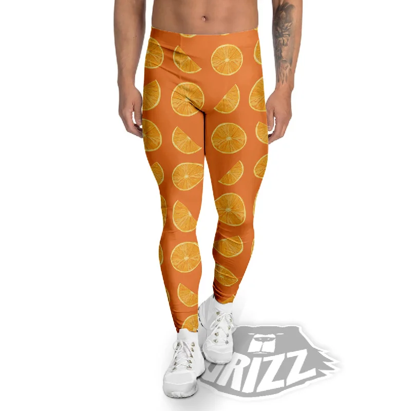 Slices Orange Print Pattern Men's Leggings