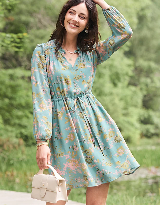 Aisley Dress Mystic Moss Dahlia Blue