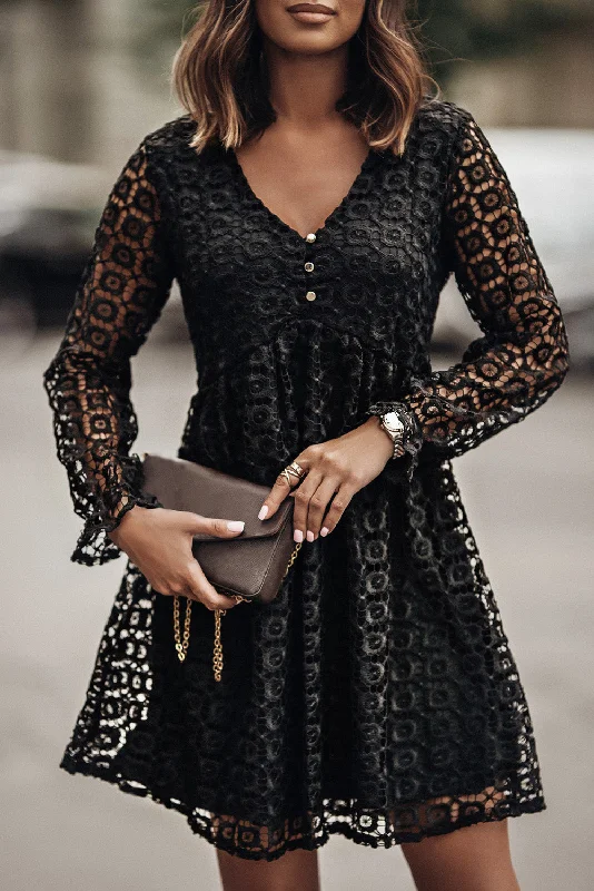 Sylvia Buttoned Empire Waist Lace Dress