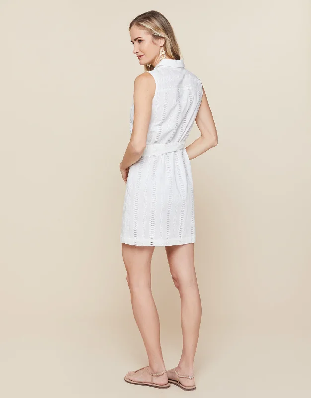 Eliza Eyelet Shirt Dress Pearl White