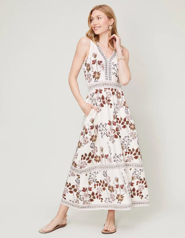 Gabrielle Midi Dress Parade Floral Vine Seashell