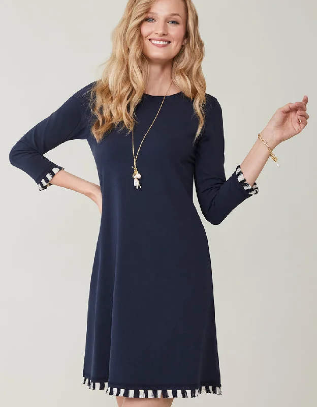 Island Fringe Dress Slate Blue