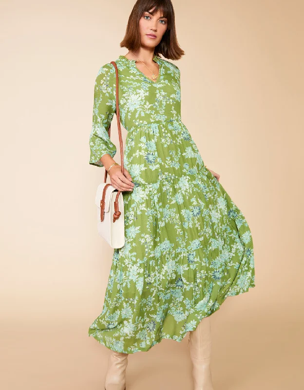 Maisie Midi Dress Mystic Moss Dahlia Green