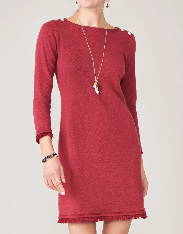 Mila Fringe Dress Pomegranate