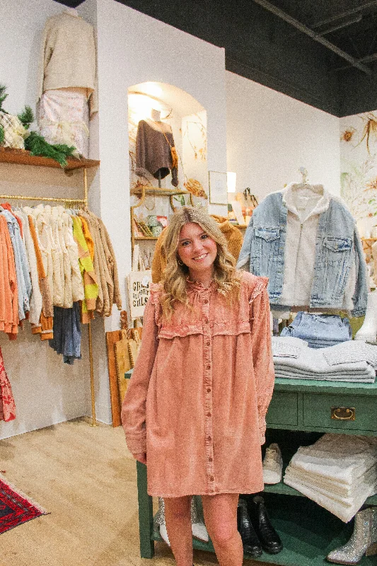 Dusty Rose Corduroy Mini Dress