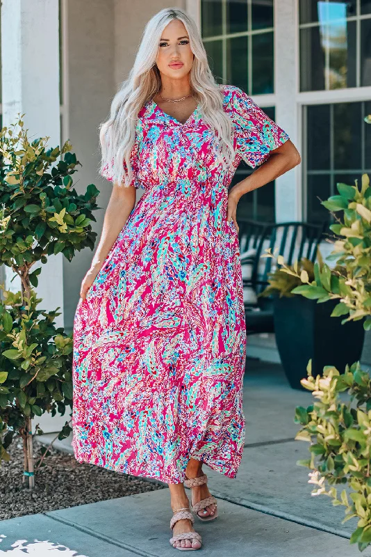 Bea multicolored V-Neck Maxi Dress