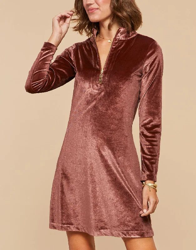 Nora Half-Zip Dress Brown Bordeaux