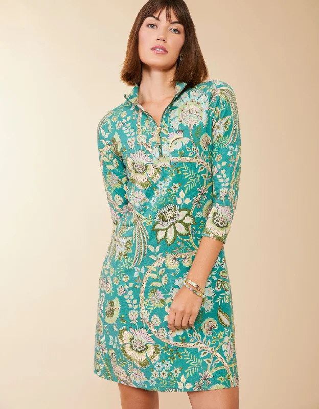 Nora Half-Zip Dress Mystic Moss Bird