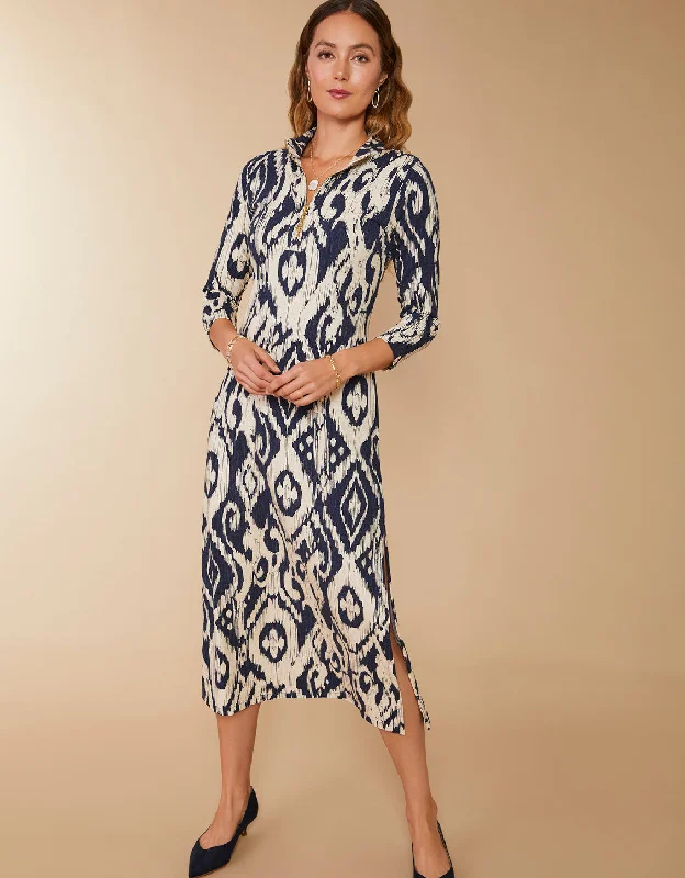 Nora Half-Zip Midi Dress Bascom Ikat