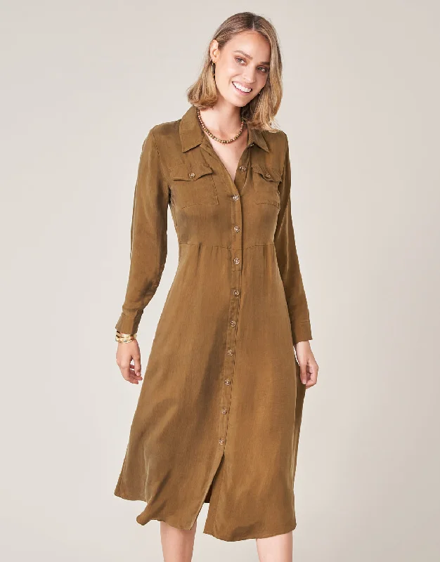 Peyton Shirt Dress Deep Olive