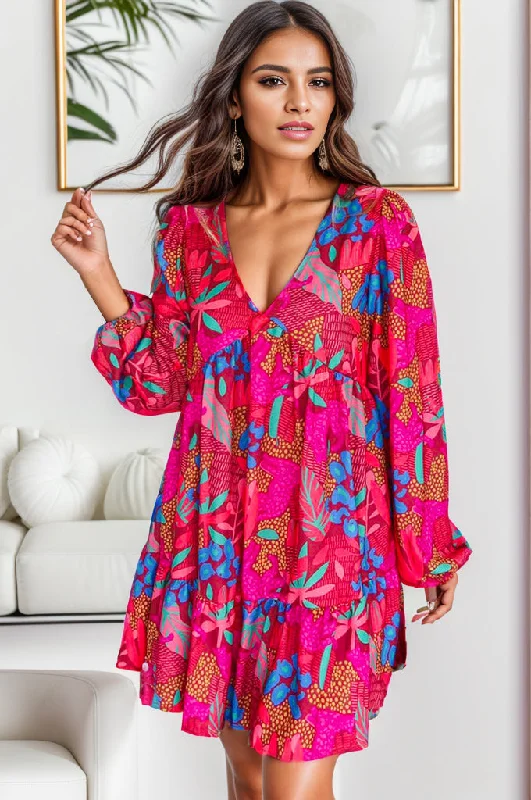 Lola Printed Balloon Sleeve Mini Dress